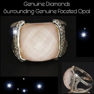 GENUINE OPAL FACETED W/ GENUINE DIAMOND 💎 ACCENTS.  925 STATEMENT RING 7